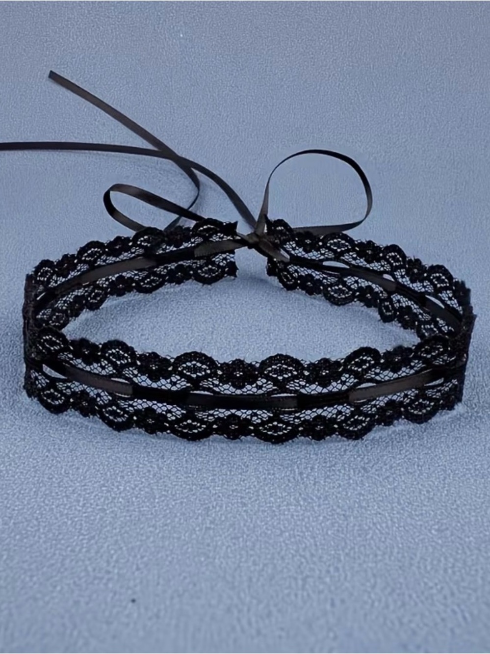 Black Lace Ribbon Hair Choker - Women's Hair Accessory